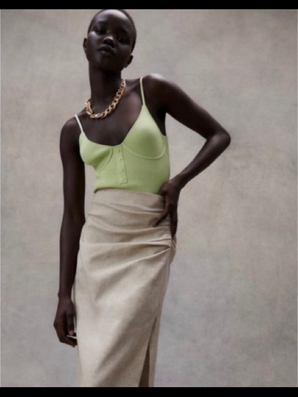 Zara Lime Green Bustier Camisole Tank